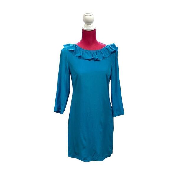 NWOT Tibi Blue Open Back Ruffle Silk Dress - Picture 1 of 6